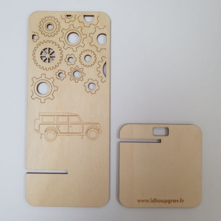 Support Téléphone Voiture - Coque en Bois