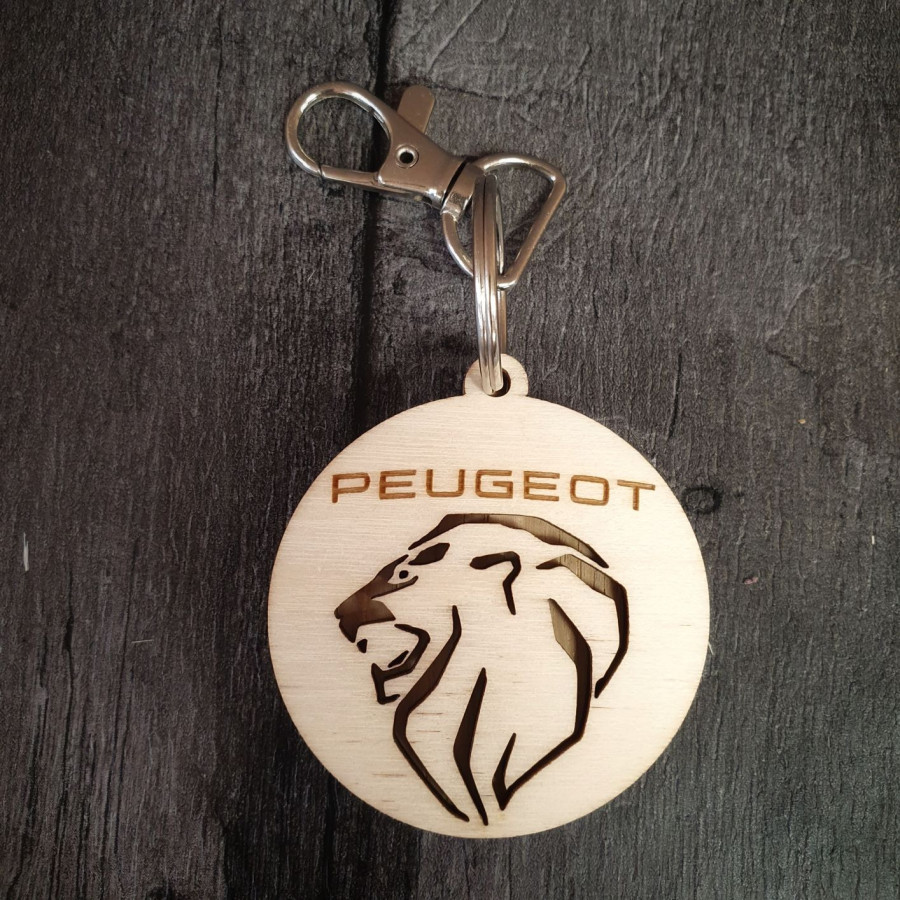 Porte clé en bois Peugeot