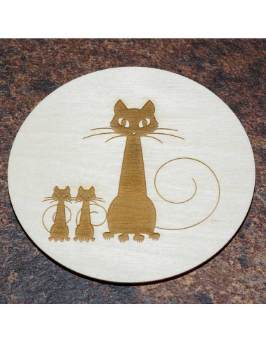 Dessous De Verre En Bois Chats Serie De 6
