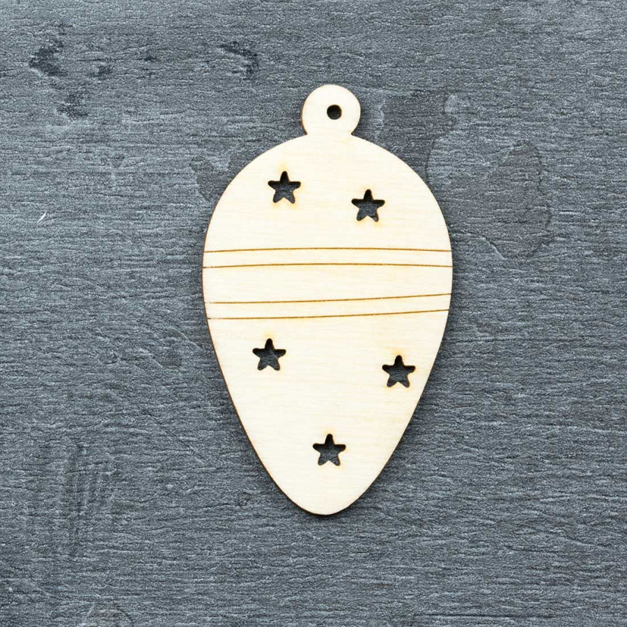 Boule De Noël En Cône En Bois Gravée étoiles